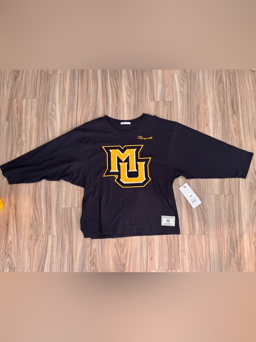 Navy Crewneck Sweatshirt with stitched Gold MU Logo
